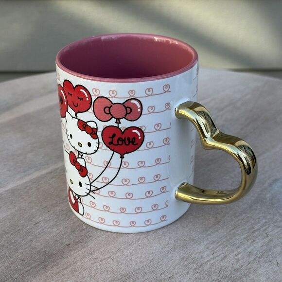 Hello Kitty Love Heart Shaped Handle Ceramic Mug Valentines Day New Sanrio - Picture 10 of 14